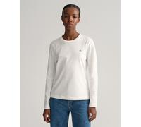 Langarmshirt GANT "REG SHIELD LS T-SHIRT", Damen, Gr. XL, weiß, Single Jersey, Obermaterial: 100% Baumwolle, regular fit, Rundhals, Shirts Langarmshirt, kleine Logostickerei auf der Brust (16699502-XL