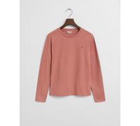 Langarmshirt GANT "REG SHIELD LS T-SHIRT", Damen, Gr. XXL, faded brick, Single Jersey, Obermaterial: 100% Baumwolle, regular fit, Rundhals, Shirts Langarmshirt, kleine Logostickerei auf der Brust (277