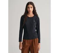 Langarmshirt GANT "REG SHIELD LS T-SHIRT", Damen, Gr. XXL, schwarz, Single Jersey, Obermaterial: 100% Baumwolle, regular fit, Rundhals, Shirts Langarmshirt, kleine Logostickerei auf der Brust (2452695