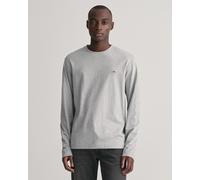 Langarmshirt GANT "REG SHIELD LS T-SHIRT", Herren, Gr. XXL, grau (grau melange), Jersey, Obermaterial: 100% Baumwolle, Basic, regular fit hüftlang, Rundhals, abgesteppt, Shirts Langarmshirt, mit Logos