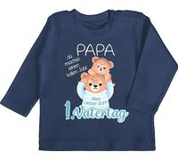 Langarmshirt - Geschenk - Alles Liebe zum 1. Vatertag - Papa Bär und Baby Bär - 3/6 Monate - Navy Blau - Tshirt papatagsgeschenk papabär Babykleidung Shirt Vatertagsgeschenk 1 Fathers Day t-Shirt