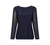 Langarmshirt GOLDNER "Edles Langarmoberteil mit Glitzerärmeln", Damen, Gr. 42, blau (marine), Obermaterial: 95% Polyester PES. 5% Elasthan EL., Modisch, Shirts Langarmshirt, Chiffon-Ärmel (83231810-42