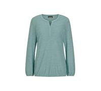 Langarmshirt GOLDNER "Elegante Bluse mit Zierblende, Rundhals", Damen, Gr. 40, grün (graugrün), Obermaterial: 80% Polyester PES. 15% Viskose CV. 5% Elasthan EL., Modisch, Shirts Langarmshirt, Gummibün