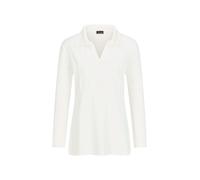 Langarmshirt GOLDNER "Halbarm Blusenshirt mit Hemdkragen", Damen, Gr. 46, weiß (cremeweiß), Obermaterial: 95% Viskose CV. 5% Elasthan EL., Modisch, Shirts Langarmshirt, Biesen (85419243-46) cremeweiß