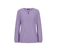 Langarmshirt GOLDNER "Kurzgröße Elegante Bluse mit Zierblende, Rundhals", Damen, Gr. 20, lila (flieder), Obermaterial: 80% Polyester PES. 15% Viskose CV. 5% Elasthan EL., Modisch, Shirts Langarmshirt,