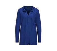 Langarmshirt GOLDNER "Kurzgröße Halbarm Blusenshirt mit Hemdkragen", Damen, Gr. 22, blau (royalblau), Obermaterial: 95% Viskose CV. 5% Elasthan EL., Modisch, Shirts Langarmshirt, Biesen (58605926-22)
