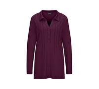 Langarmshirt GOLDNER "Kurzgröße Halbarm Blusenshirt mit Hemdkragen", Damen, Gr. 23, rot (bordeaux), Obermaterial: 95% Viskose CV. 5% Elasthan EL., Modisch, Shirts Langarmshirt, Biesen (27456205-23) bo
