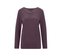 Langarmshirt GOLDNER "Kurzgröße Jerseyshirt mit V-Ausschnitt", Damen, Gr. 23, lila (beere), Obermaterial: 95% Viskose CV. 5% Elasthan EL., V-Ausschnitt, Gerade, Shirts Langarmshirt, stretchbequmer Jer