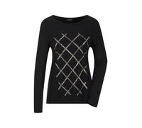 Langarmshirt GOLDNER "Kurzgröße Langarmshirt aus Viskose mit Glanz", Damen, Gr. 23, schwarz, Obermaterial: 95% Viskose CV. 5% Elasthan EL., Shirts Langarmshirt, Pailletten (64639620-23) schwarz