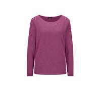 Langarmshirt GOLDNER "Langarm Melange Jersey-Oberteil", Damen, Gr. 42, lila (beere), Obermaterial: 76% Polyester PES. 20% Viskose CV. 4% Elasthan EL., Modisch, U-Boot-Ausschnitt, Shirts Langarmshirt, 