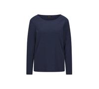 Langarmshirt GOLDNER "Langarm Melange Jersey-Oberteil", Damen, Gr. 44, blau (marine), Obermaterial: 76% Polyester PES. 20% Viskose CV. 4% Elasthan EL., Modisch, U-Boot-Ausschnitt, Shirts Langarmshirt,
