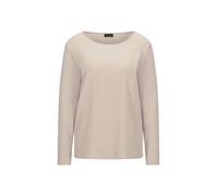 Langarmshirt GOLDNER "Langarm Melange Jersey-Oberteil", Damen, Gr. 50, beige, Obermaterial: 76% Polyester PES. 20% Viskose CV. 4% Elasthan EL., Modisch, Shirts Langarmshirt, U-Boot-Ausschnitt (4625314
