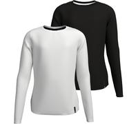 Langarmshirt H.I.S "2er Packung Shirts aus Rippware", Mädchen, Gr. 140/146, schwarz (schwarz, weiß), Jersey, Obermaterial: 100% Baumwolle, unifarben, Basic hüftlang, Shirts Langarmshirt, Für TEENS. 2e