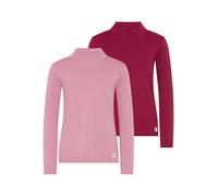 Langarmshirt H.I.S "2er Packung Shirts in Interlockware", Mädchen, Gr. 176/182, rosa, bordeaux, Interlock, Obermaterial: 100% Baumwolle, unifarben, Basic hüftlang, Rundhals, Shirts Langarmshirt, mit L