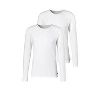 Langarmshirt H.I.S, Herren, Gr. 3XL, weiß, Jersey, Obermaterial: 95% Baumwolle, 5% Elasthan, unifarben, Basic, Basic normal, Rundhals, abgesteppte Kante, Shirts Langarmshirt, Doppelpack Unterziehshirt