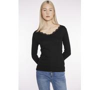 Langarmshirt HAILY’S "LS V TP Fi44ona", Damen, Gr. XS, schwarz, Jersey, Obermaterial: 95% Viskose, 5% Elasthan, unifarben, feminin, regular fit hüftlang, V-Ausschnitt, Langarm gewellter Abschluss, Shi