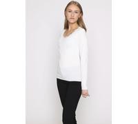 Langarmshirt HAILY’S "LS V TP Fi44ona", Damen, Gr. XXL, weiß (sanftes weiß), Jersey, Obermaterial: 95% Viskose, 5% Elasthan, unifarben, regular fit hüftlang, V-Ausschnitt, gewellter Abschluss, Shirts 