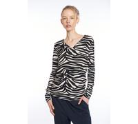 Langarmshirt HAILY’S "LS V TP Zi44na", Damen, Gr. L, 7864 schwarz zebra, Jersey, Obermaterial: 79% Viskose, 16% Polyester, 5% Elasthan, animal-print, feminin, loose fit hüftlang, V-Ausschnitt, Langarm