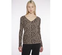 Langarmshirt HAILY’S "LS V TP Zi44na", Damen, Gr. XS (34), beige (7073 beige leo), Jersey, Obermaterial: 79% Viskose, 16% Polyester, 5% Elasthan, animal-print, figurbetont, V-Ausschnitt, Shirts Langar