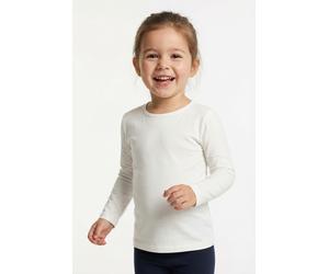 Langarmshirt HAPPY GIRLS, Mädchen, Gr. 104, beige (ecru), Jersey, Obermaterial: 95% Baumwolle, 5% Elasthan, unifarben, figurbetont hüftlang, Rundhals, abgesteppte Kante, Shirts Langarmshirt, in Basic-