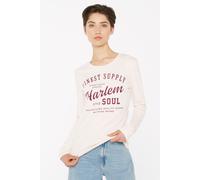 Langarmshirt HARLEM SOUL, Damen, Gr. M, ecru, Single Jersey, Material: 100% Baumwolle, bedruckt, slim fit normal, Rundhals, eingesetzt gerader Abschluss, Shirts Langarmshirt, aus Baumwolle (60159660-M