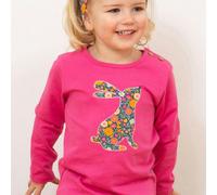 Langarmshirt Hasen-Aufnäher pink 74/80