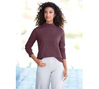 Langarmshirt HEINE "Rollkragen-Shirt", Damen, Gr. 34, braun (burgund), 95% Baumwolle, 5% Elasthan, unifarben, Rundhals, Shirts Langarmshirt (49729619-34) burgund