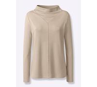 Langarmshirt HEINE "Shirt", Damen, Gr. 38, beige (sand), 70% Viskose, 25% Polyamid, 5% Elasthan, unifarben, Rundhals, Shirts Langarmshirt (58377809-38) sand