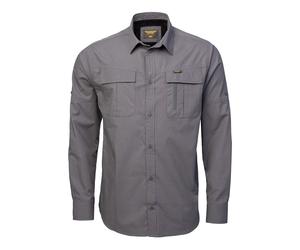 Langarmshirt HERO BY JOHN MEDOOX "HARRY Kent Hemd", Herren, Gr. 3XL, grau (steel anthra), Flanell, 60% Baumwolle, 40% Polyester, regular fit, hoch geschlossener Ausschnitt, Shirts Langarmshirt, Regula