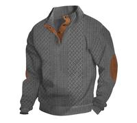 Langarmshirt Herren Gestreiftes Zopfmuster Henley Shirt Mit Stehkragen Einfarbig Basic Henley Pullover Mit Knopfleiste Leichte Sweatshirt Ohne Kapuze Casual Regular Fit Tshirt Tops Winterpullover