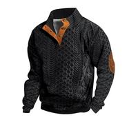 Langarmshirt Herren Gestreiftes Zopfmuster Henley Shirt Mit Stehkragen Einfarbig Basic Henley Pullover Mit Knopfleiste Leichte Sweatshirt Ohne Kapuze Casual Regular Fit Tshirt Tops Winterpullover