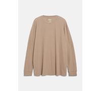 Langarmshirt, Herren, Gr. XXL, beige (light braun), Piqué, Obermaterial: 100% Baumwolle, S.OLIVER MEN BIG SIZES, unifarben, oversize normal, Rundhals, Shirts Langarmshirt, Rippblende und gerippte Ärme