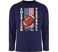Langarmshirt Herren Langarm Shirt - Deko Superbowl Party - American Football Flagge - Vintage - M - Navy Blau - footballfans Tshirt Geschenke für Fans Longsleeve Geschenk amerikanische