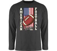 Langarmshirt Herren Langarm Shirt - Deko Superbowl Party - American Football Flagge - Vintage - XXL - Schwarz - footballfans Tshirt Geschenke für Fans Longsleeve Geschenk amerikanische