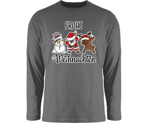 Langarmshirt Herren Langarm Shirt - Frohe Weihnachten Dabbing I Weihnachtsmotiv - 3XL - Dunkelgrau - weihnachstpullover weihnachtsoutfit Christmas dab Tshirt weihnachtsshirts weihnachtsoberteil