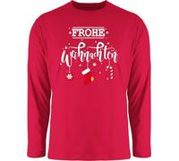 Langarmshirt Herren Langarm Shirt - Frohe Weihnachten I Weihnachtsmotiv - XXL - Rot - weihnatspulli weihnachtsoutfit Christmas weihnacht Tshirt weihnachtspulli weihnachtsoberteil Weihnachts