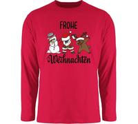 Langarmshirt Herren Langarm Shirt - Geschenke Christmas Bekleidung - Dabbing Frohe Weihnachten I Schneemann I Weihnachtsmann I Elch I Rentier I Weihnachtsmotiv - 3XL - Rot - weihnachtpullor