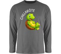 Langarmshirt Herren Langarm Shirt - Lustige Schildkröte Chillkröte Geschenk Chillen I Relax Geschenk Wortwitz - XL - Dunkelgrau - mit lustigen Tierdruck schildkröten