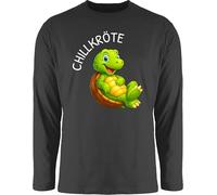 Langarmshirt Herren Langarm Shirt - Lustige Schildkröte Chillkröte Geschenk Chillen I Relax Geschenk Wortwitz - L - Schwarz - mit lustigen Tierdruck schildkröten