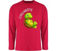 Langarmshirt Herren Langarm Shirt - Lustige Schildkröte Chillkröte Geschenk Chillen I Relax Geschenk Wortwitz - M - Rot - mit lustigen Tierdruck schildkröten