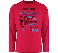 Langarmshirt Herren Langarm Shirt - Partner - Ich Bin Nicht eifersüchtig was meins ist mit Name | Valentinstag - XL - Rot - Couple liebesbeweis Text Tshirt Liebe Love Shirts für Paare Schatz