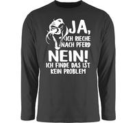 Langarmshirt Herren Langarm Shirt - Pferde - Ja, ich rieche nach Pferd - Nein! Ich finde das ist kein Problem - weiß - L - Schwarz - pferdeliebhaber Longsleeve reiten t pferdespruch REIT sprüche