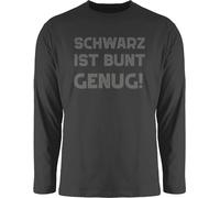 Langarmshirt Herren Langarm Shirt - Sprüche Statement mit Spruch - Schwarz ist bunt genug - XL - Schwarz - t-Shirt Druck t sprueche Geek Tshirt Faschings t-Shirts spruechen Nerd Shirts lustige