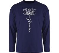Langarmshirt Herren Langarm Shirt - und Wellness Geschenk - Namaste Lotusblüte Yoga Chakra - XL - Navy Blau - Lotus Meditation Joga Tshirt spirituelle Blume Shirts Yoga-Geschenke Blumen Longshirt