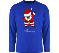 Langarmshirt Herren Langarm Shirt - Weihnachten - Dab Dabbing Weihnachtsmann mit Name I Weihnachtsmotiv - L - Royalblau - lustige weihnachtsshirts Longsleeve weihnachtsoutfit weinachts Tshirt