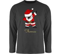 Langarmshirt Herren Langarm Shirt - Weihnachten - Dab Dabbing Weihnachtsmann mit Name I Weihnachtsmotiv - 3XL - Schwarz - lustige weihnachtsshirts Longsleeve weihnachtsoutfit weinachts Tshirt