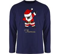 Langarmshirt Herren Langarm Shirt - Weihnachten - Dab Dabbing Weihnachtsmann mit Name I Weihnachtsmotiv - XL - Navy Blau - lustige weihnachtsshirts Longsleeve weihnachtsoutfit weinachts Tshirt