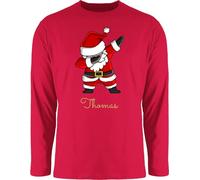 Langarmshirt Herren Langarm Shirt - Weihnachten - Dab Dabbing Weihnachtsmann mit Name I Weihnachtsmotiv - XL - Rot - lustige weihnachtsshirts Longsleeve weihnachtsoutfit weinachts Tshirt