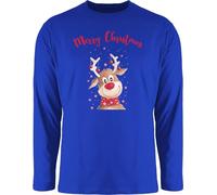 Langarmshirt Herren Langarm Shirt - Weihnachten Geschenke Bekleidung - Merry Christmas Rentier I Elch - L - Royalblau - t-Shirts weihnachtsoutfit weihnachtsmotiv elk Tshirt Weihnachts t männer