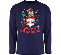 Langarmshirt Herren Langarm Shirt - Weihnachten Geschenke Bekleidung - Weihnachtlicher Wichtel I Weihnachtsmotiv I Merry Christmas Wichtelmotiv - 3XL - Navy Blau - Schlafshirt für männer